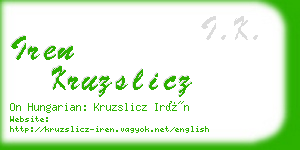 iren kruzslicz business card